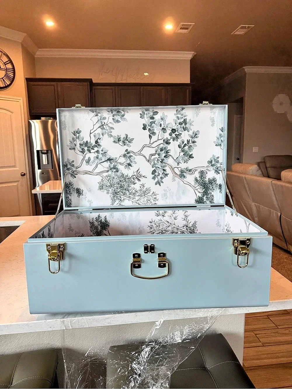 Floral Storage Trunk in Blue & White - Baby or Wedding